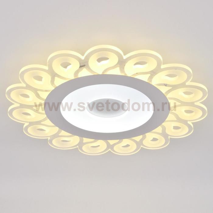 Люстра с ПДУ 74658/1 LED 55Вт 3000-6000К диммер бело-прозрачный 50х50х5 см