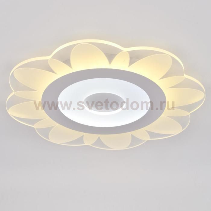 Люстра с ПДУ 74659/1 LED 55Вт 3000-6000К диммер бело-прозрачный 50х50х5 см