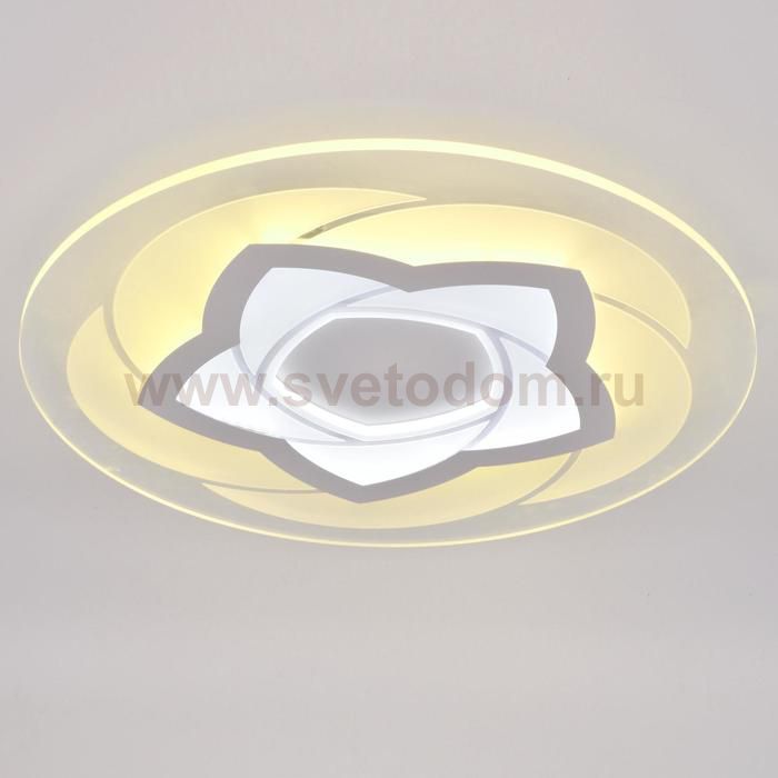 Люстра с ПДУ 74660/1 LED 60Вт 3000-6000К диммер бело-прозрачный 50х50х5 см