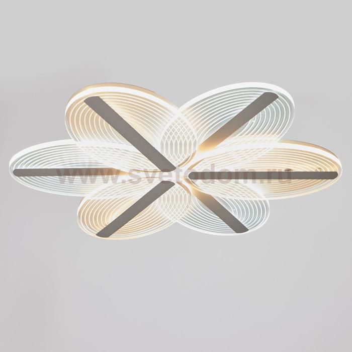 Люстра с ПДУ 74666/6 LED 85Вт 3000-6000К диммер бело-прозрачный 50х50х6 см