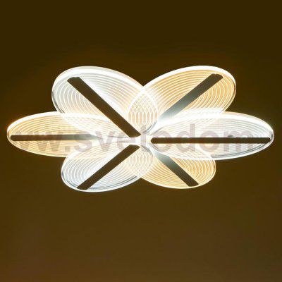 Люстра с ПДУ 74666/6 LED 85Вт 3000-6000К диммер бело-прозрачный 50х50х6 см