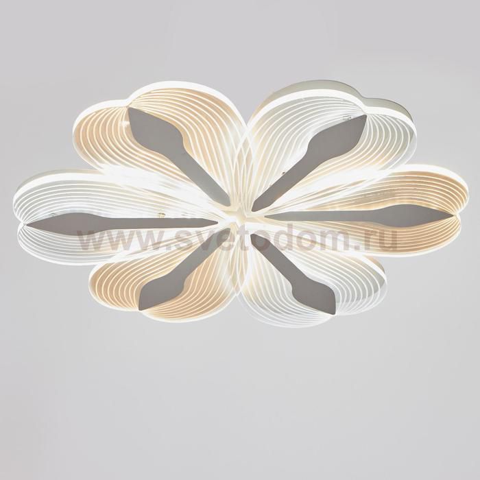 Люстра с ПДУ 74667/6 LED 66Вт 3000-6000К диммер бело-прозрачный 50х50х6 см