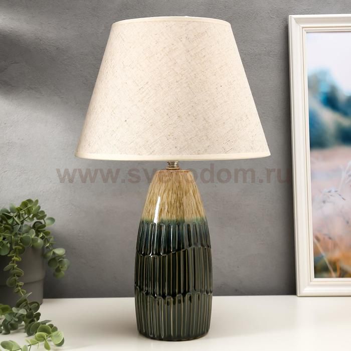 Лампа настольная 16002/1 E14 40Вт бежево-зеленый 30х30х49 см