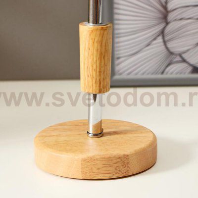 Лампа настольная 16010/1 E14 40Вт дерево-хром 12,5х12,5х39 см