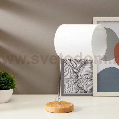 Лампа настольная 16011/1 E14 40Вт дерево-хром 12,5х12,5х42 см