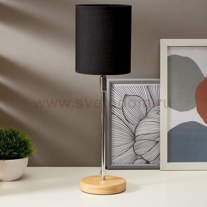 Лампа настольная 16012/1 E14 40Вт дерево-хром 12,5х12,5х42 см