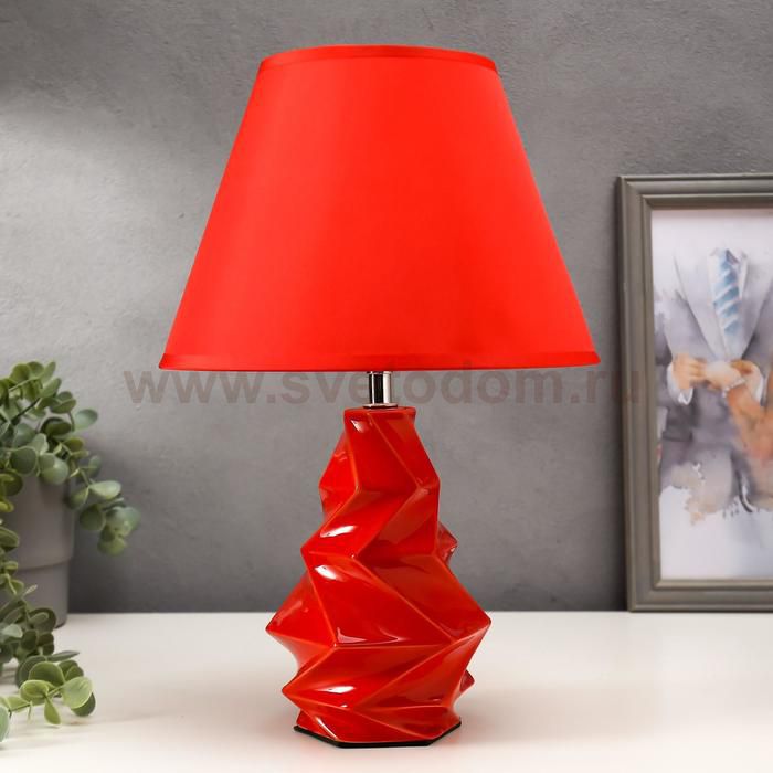 Лампа настольная 16028/1RD E14 40Вт красный мрамор 24,5х24,5х37 см