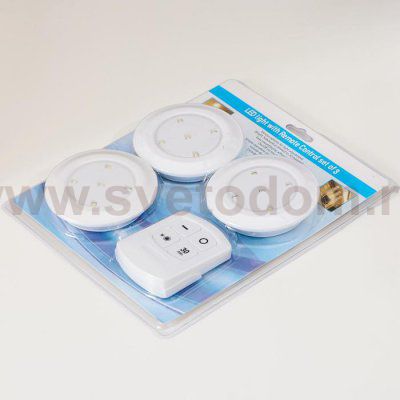 Ночник с ПДУ 16043/3 LED от батареек 3ААА белый 9х9х2 см