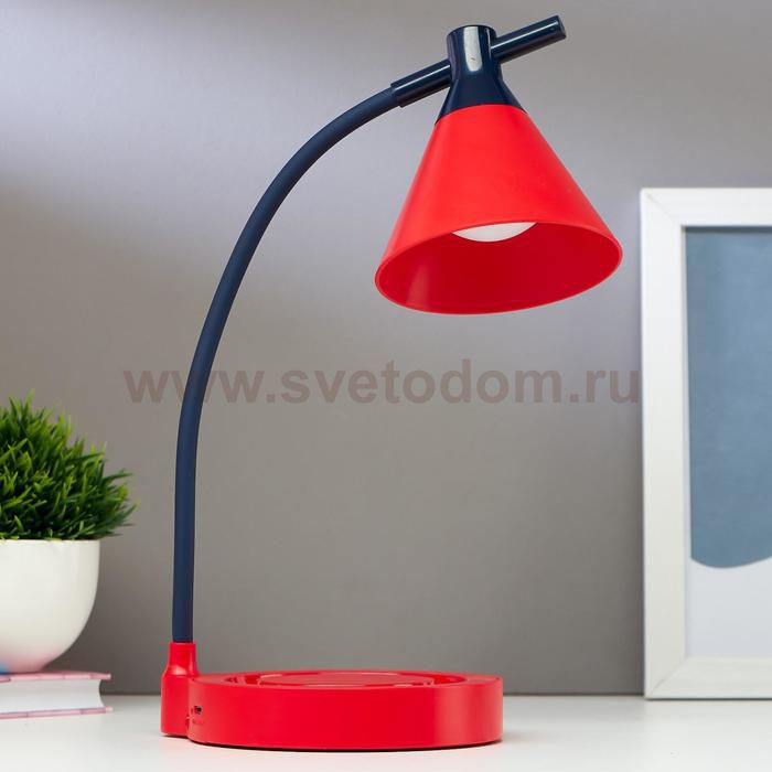 Лампа настольная 1667/1RD LED 3Вт 3000-6000К USB АКБ диммер красно-синий 12,5х14х37,5 см