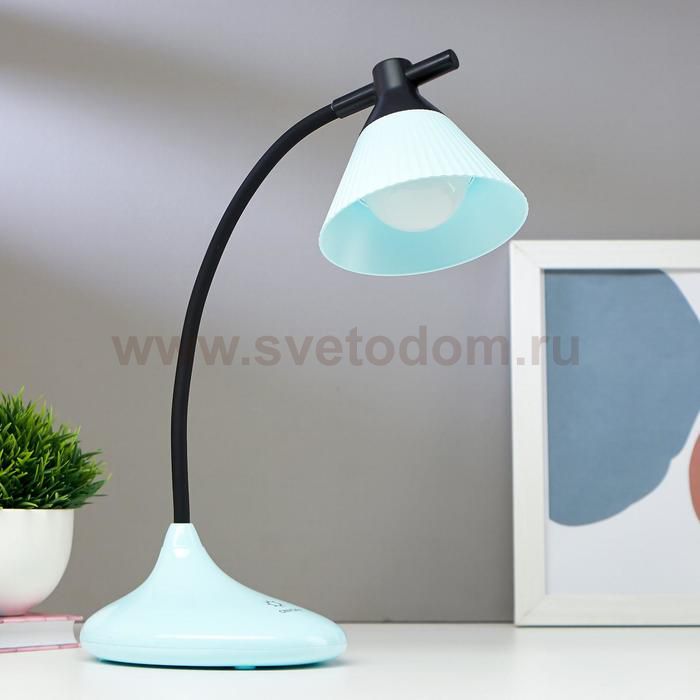 Лампа настольная 1678/1PT LED 3Вт  3 режима 3000-6000К USB АКБ голубой 14х11,5х41 см
