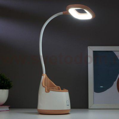 Лампа настольная 1682/1PP 20хLED 3Вт 3 режима USB АКБ  бело-бежевый 10,5х10,5х49,5 см