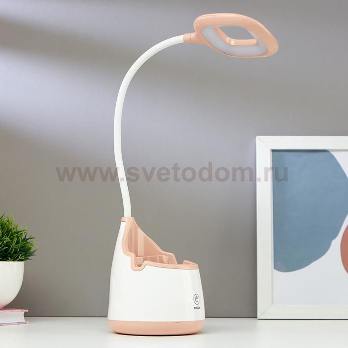 Лампа настольная 1682/1PP 20хLED 3Вт 3 режима USB АКБ  бело-бежевый 10,5х10,5х49,5 см