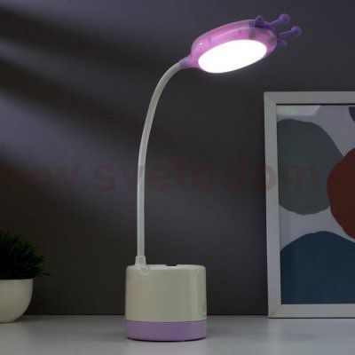Лампа настольная 16087/1 LED 3Вт USB АКБ бело-сиреневый 8,5х8,5х46,5 см
