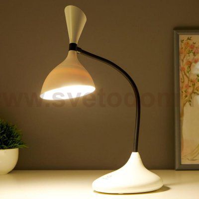 Лампа настольная сенсорная 16089/1WT LED 3Вт USB АКБ 3000-6000К бело-черный 11х17,5х39 см