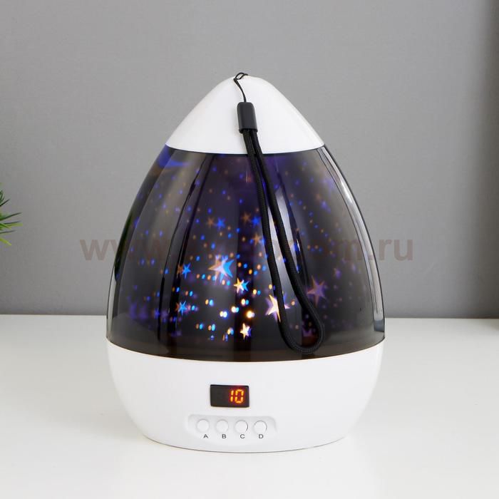 Ночник-проектор 16093/1 LED USB от батареек 4ААА бело-черный 14х14х11 см