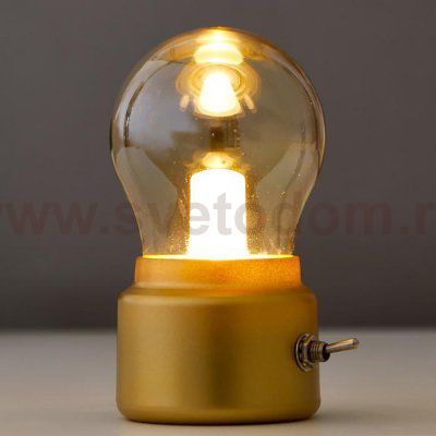 Ночник настольный 16058/1GD LED АКБ USB золото 5,8х5,8х11 см