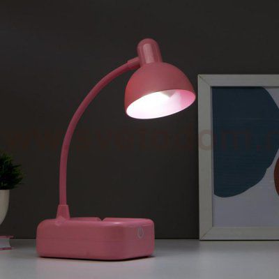 Лампа настольная 16054/1 18xLED 2Вт 3 режима от батареек 3АА розовый 12х9,5х32 см