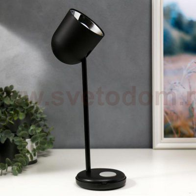 Лампа настольная 16045/1BK LED 4Вт 3 режима  АКБ USB черный 10,5х10,5х34,5 см