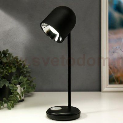 Лампа настольная 16045/1BK LED 4Вт 3 режима  АКБ USB черный 10,5х10,5х34,5 см