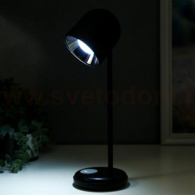 Лампа настольная 16045/1BK LED 4Вт 3 режима  АКБ USB черный 10,5х10,5х34,5 см