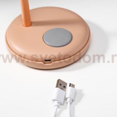 Лампа настольная 16045/1PK LED 4Вт 3 режима  АКБ USB розовый 10,5х10,5х34,5 см
