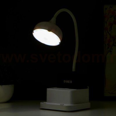 Лампа настольная 16047/1 20хLED 5Вт 4 режима  АКБ USB бело-черный 11х12х43 см