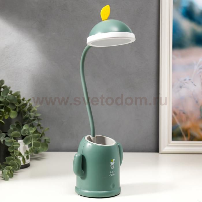 Лампа настольная 16049/1 10хLED 4Вт 3 режима  АКБ USB зеленый 8,5х11,5х37 см