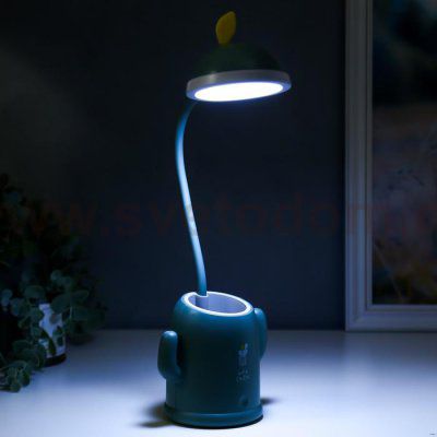 Лампа настольная 16049/1 10хLED 4Вт 3 режима  АКБ USB зеленый 8,5х11,5х37 см