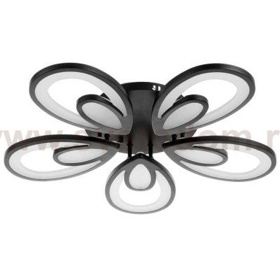 Люстра с ПДУ 59125/5BK LED 90+90Вт 3 режима диммер черный 65х65х14 см