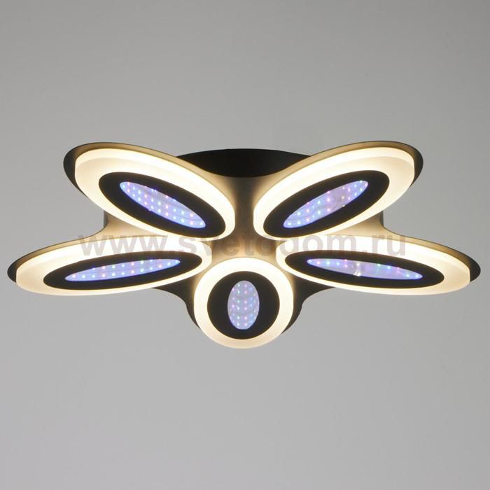 Люстра с ПДУ 69668/5BK LED 85Вт диммер 3000-6000K черный 49х49 см