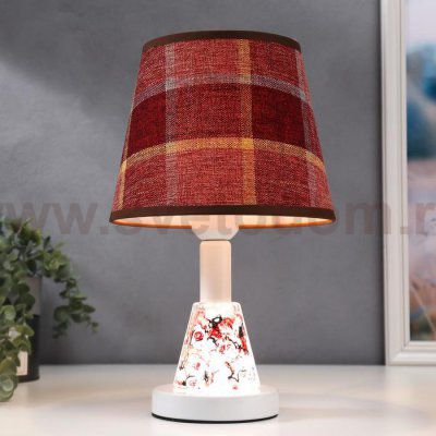 Лампа настольная 16132/1 E27 40Вт+LED подсветка бело-бордовый 21х21х33 см