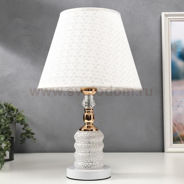 Лампа настольная 16138/1 E27 40Вт+LED подсветка бело-золотой 28х28х45 см
