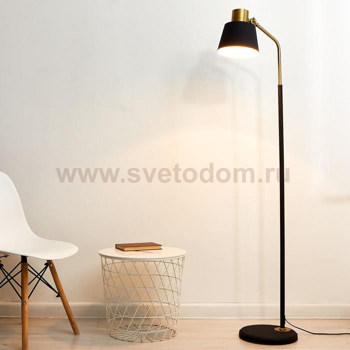 Торшер 19007/1 Е27 40Вт черный-золото 28х40х160 см