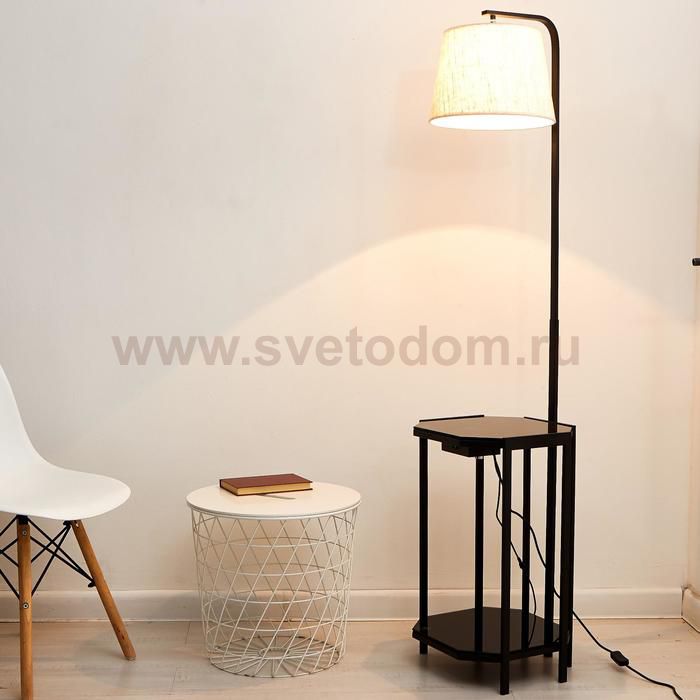 Торшер с 2 зарядками для телефона 19010/1 Е27 40Вт USB черный 35,5х35х160 см