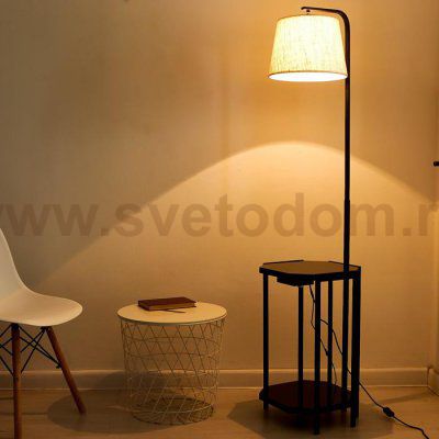 Торшер с 2 зарядками для телефона 19010/1 Е27 40Вт USB черный 35,5х35х160 см