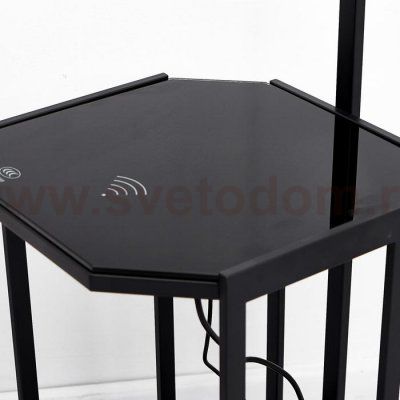 Торшер с 2 зарядками для телефона 19010/1 Е27 40Вт USB черный 35,5х35х160 см