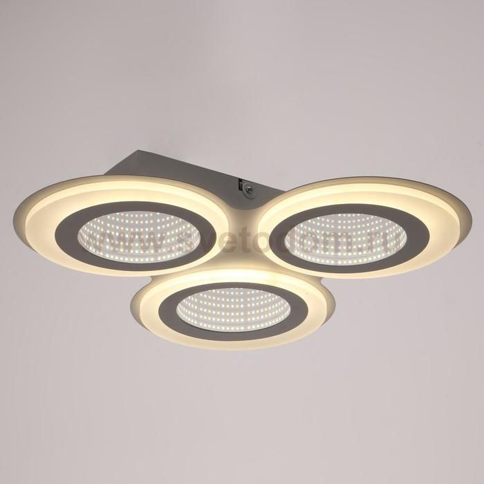 Люстра с ПДУ 10035/3 LED 70Вт 3000-6000К диммер 3D подсветка белый 52х52 см