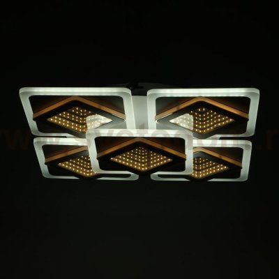 Люстра с ПДУ 10036/5 LED 150Вт 3000-6000К диммер 3D подсветка белый 59х59 см