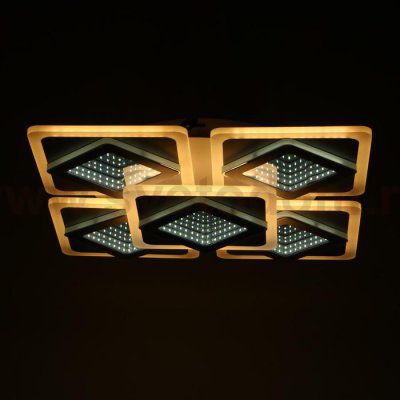 Люстра с ПДУ 10036/5 LED 150Вт 3000-6000К диммер 3D подсветка белый 59х59 см