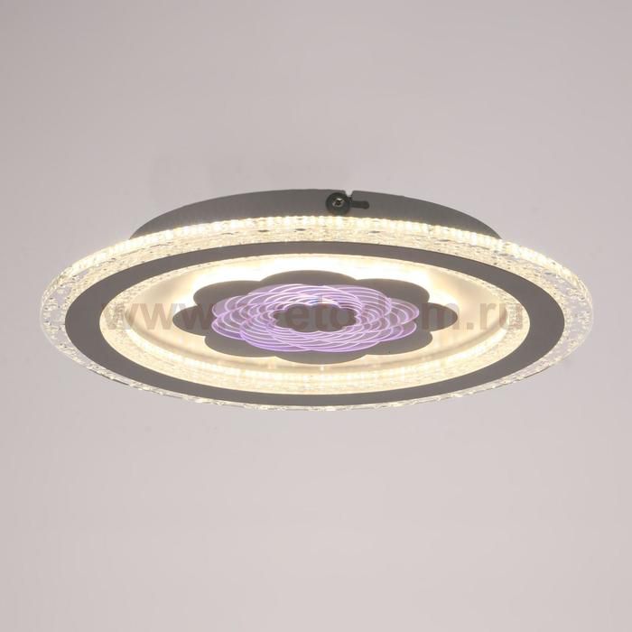 Люстра с ПДУ 10031/1 LED 85Вт 3000-6000К диммер белый-прозрачный 39х39х5 см