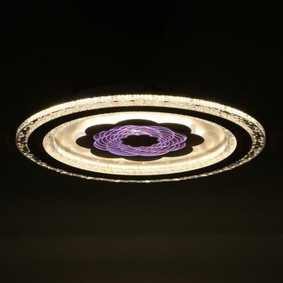 Люстра с ПДУ 10031/1 LED 85Вт 3000-6000К диммер белый-прозрачный 39х39х5 см