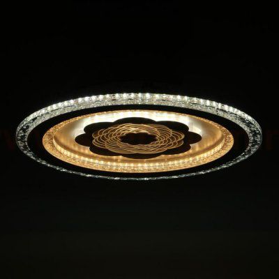 Люстра с ПДУ 10031/1 LED 85Вт 3000-6000К диммер белый-прозрачный 39х39х5 см