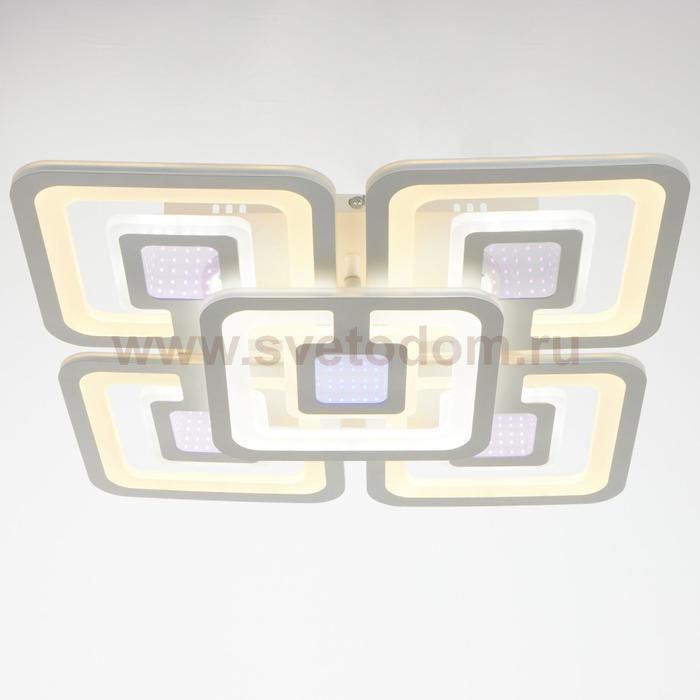 Люстра с ПДУ 10017/5 LED 120Вт 3000-6000К диммер с подсветкой белый 48х48х13 см