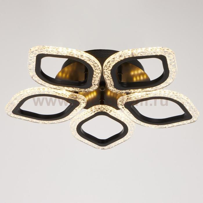 Люстра с ПДУ 10021/5BK LED 76Вт 3000-6000К диммер черный 48х48 см