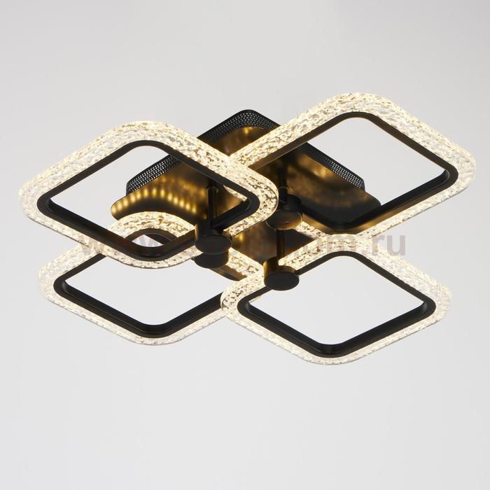 Люстра с ПДУ 10023/4BK LED 96Вт 3000-6000К диммер черный 52х52 см