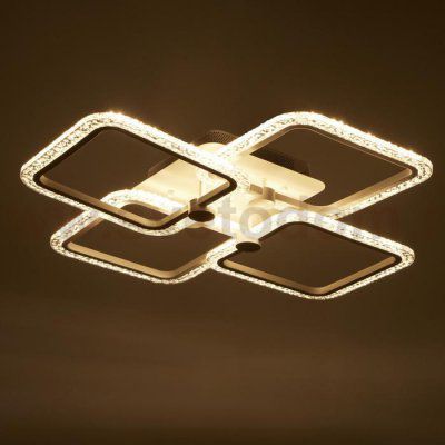 Люстра с ПДУ 10023/4WT LED 128Вт 3000-6000К диммер белый 55х55 см