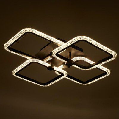 Люстра с ПДУ 10023/4BK LED 128Вт 3000-6000К диммер черный 55х55 см