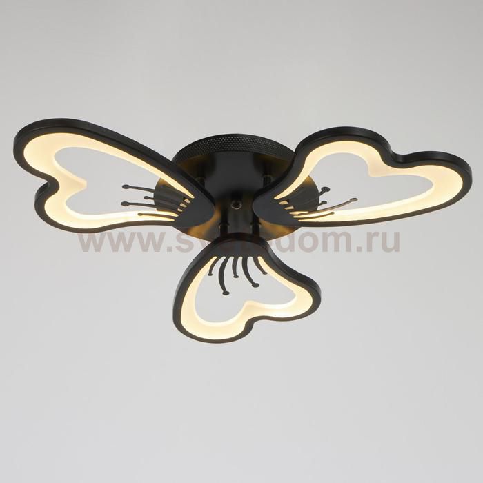 Люстра с ПДУ 10031/3BK LED 72Вт 3000-6000К диммер черный 62х62 см