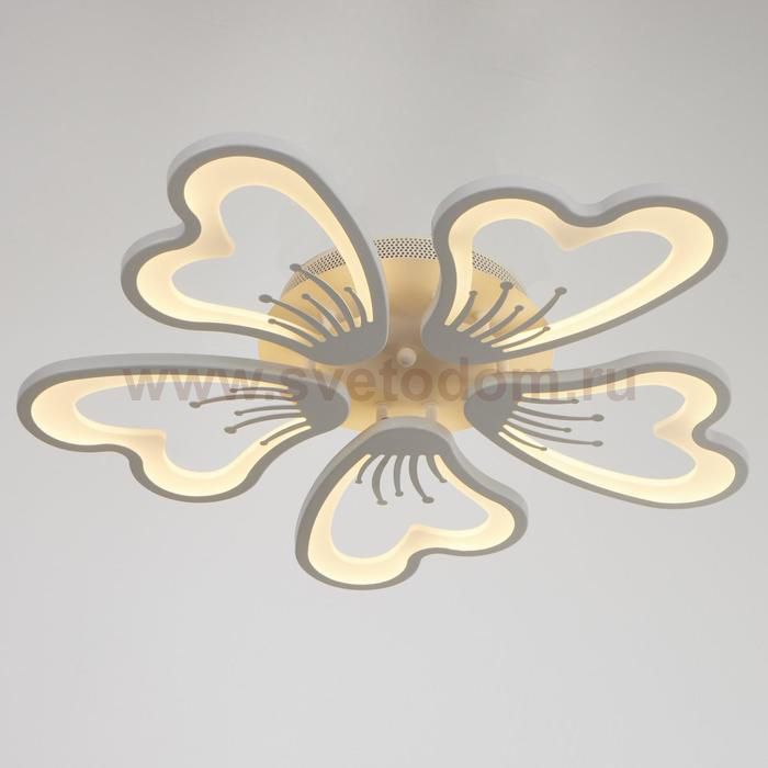 Люстра с ПДУ 10031/5WT LED 120Вт 3000-6000К диммер белый 62х62 см