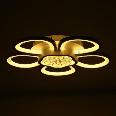 Люстра с ПДУ 10034/6WT LED 124Вт 3000-6000К диммер белый 62х62 см